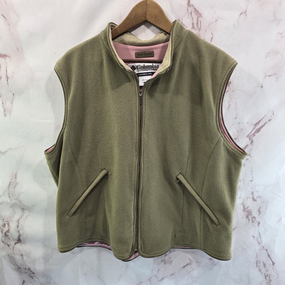 Columbia Vest Womens 1X Brown Fleece Coyote Tan River Resort Vintage